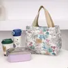 Bolsa de Bento Floral de Mano de Estilo Nuevo Simple de Comercio Exterior para Mujeres Moda Gran Capacidad Bolsa de Almuerzo Bolsa para Lonchera Bolso de Mano