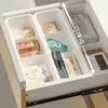 Caja de almacenamiento con compartimento de cajón, partición telescópica incorporada para clasificación de cosméticos y labiales, tocador, partición para armario profundo, dormitorio