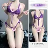 Novo Conjunto Sexy de Renda de Três Peças de Lin Linyi, Feminino para Seios Pequenos, Lingerie Pura de Desejo, Abertura Quente e Apaixonada 2056