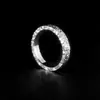 Anillo de Plata de Ley 925 Hielo Triturado Anillo de Tres Lados Chapado en Oro Platino Anillo Abierto/Cerrado Estilo Personalizado de Moda