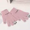Nuevos guantes de invierno más terciopelo acolchado pantalla táctil guantes cálidos al por mayor guantes de peluche de panda tejidos para mujer lindos