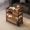 Mesa de Centro Móvil 2026 Estilo Nuevo Lujo Ligero Sensación de Alta Gama Estilo Vintage Carrito Pequeño Mesa Auxiliar Gabinete Lateral de Sofá Sala de Estar Uso Doméstico