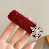 Presilha de Cabelo Infantil de Pelúcia Vermelha com Floco de Neve, Presilha Estilosa para Franja Lateral, Piranha de Cabelo de Luxo para Mulheres, Novo Acessório de Cabelo 2026