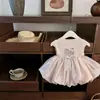 Casa Rosa Novo Vestido Infantil Doce Fofo Desenho Animado Gato Verão Laço Rosa Vestido Princesa Fofo