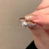 Elegante y encantador ~ anillo de perla suave para mujer ajustable estilo frío anillo de dedo índice exquisito lujo ligero anillo de alta gama