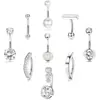 El Set Más Popular de 9 Piezas de Anillos para Ombligo de Amazon, Clavo Clásico para Ombligo, Joyería para Piercings Corporales de Acero Inoxidable Fabricante Mayorista