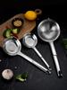 304 Fondo Plano Fugas de Aceite Acero Inoxidable Colador Sellado con Aceite Hogar Agujero Fino Filtrado de Espuma de Sopa Leche de Soya Colador para Freír Cucharita