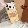 Funda Linda de Osito con Lazo para Teléfono para Apple 17pro iPhone 18pm Soporte 15 Funda Suave 16 Femenina