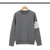 Nova Jaqueta Tb Outono com Tricô Waffle Gola Redonda, Estilo Coreano Casual Base Colorida Tecida com Quatro Listras