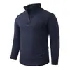 Nuevo Suéter de Punto Trenzado con Media Cremallera para Hombre Otoño Invierno Retro Jacquard Textura Manga Larga Pulóver Top de Punto