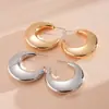 Pendientes de Acero con Aguja de Luna Metálicos Brillantes en Forma de C Estilo Europeo y Americano, Pendientes de Diseño Simple y Único, Accesorios para Orejas de Alta Gama para Viajeros