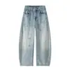 Jeans con Salpicaduras de Graffiti Vintage Desgastados para Hombre, Pantalones Anchos de Marca Trendy Retro Americano, Pantalones Largos Rectos Holgados Lavados