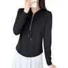 Sudadera con capucha para mujer, estilo fino de primavera/verano, camiseta de manga larga con cremallera para mujer, versión coreana, corte ajustado, sudadera con capucha de manga corta cola de golondrina