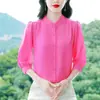 Linda Blusa de Chiffon para Mulheres, Novo Estilo de Verão, Elegante e Rejuvenescedora, Emagrecimento, Blusa de Manga Três Quartos, Camisa para Mãe de Meia-Idade
