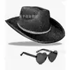 Chapéu de Cowboy Dourado com Pó para Festa de Halloween Chapéu de Cowboy Brilhante com Tira de Diamante Dourado para Despedida de Solteiro Chapéu de Cowboy para Festa de Carnaval Espanhol