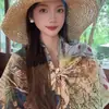 Pañuelo de algodón Lanyanhuasi para mujer de 110 cm cuadrados, estilo pastoral, adecuado para viajes a Xinjiang y Tíbet, fotografía, pañuelo para la cabeza, protección solar, chal para aire acondicionado para el verano