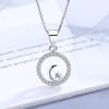 Collar de plata esterlina s925 estrella luna moda coreana colgante redondo agente mayoreo elegante combina con todo accesorios simples