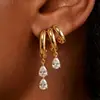 Pendientes asimétricos de estrella y luna de Amazon, superventas entre Europa y Estados Unidos, traje de tres piezas, pendientes de circonita de moda, pendientes con hebilla