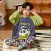 Pijama infantil da moda para primavera e outono 2026 novo modelo para meninos, 100% algodão, manga longa, com desenho, estiloso, para usar em casa no outono
