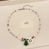 Colar de Vidro com Contas Estilo Ano Novo Coreano Natalino Feminino Terno Sugarman Árvore de Natal Colorida Doce e Fofo Corrente para Suéter