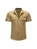 Nueva Camisa de Trabajo de Manga Corta para Hombre de Verano, Casual para Exteriores, Transpirable, Cuello de Solapa, Color Sólido, Corte Delgado, Camisa de Negocios para Hombre