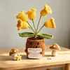 Flores de Crochê Feitas à Mão de Novo Estilo Transfronteiriças Miosótis Plantas em Vasos Cartões Criativos Positivos Vasos de Plantas com Energia Positiva