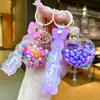 Llavero Creativo de Verano Colorido con Arena Movediza en Forma de Corazón Luminoso Colgante de Acrílico Transparente para Bolso de Niña Muñeca Máquina al por Mayor