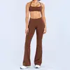 DF Conjunto de Yoga com Gola Alta e Zíper Europa e América Transfronteiriço Conjunto de Roupa Esportiva Feminina Calças Flare de Cintura Alta para Corrida e Fitness Levanta Bumbum