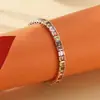 Atacado Prata de Lei 925 Tendência Nacional Feminina Nicho Quadrado Zircônia Colorida Pulseira Prata Tailandesa Retro Joias Personalizadas