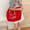 Bolsa de Lona Tipo Tote con Diseño de Letras para Mujer, Estilo Nuevo, Un Hombro, Verano Ins2026, Gran Capacidad, Para Viajar, Estilo Coreano