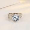 Hot Diamond Super Flash 5 quilates Sansheng III Mosan Anel de Diamante Platinado Diamante Completo Três Fileiras de Diamante Proposta Anel de Casamento
