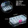 Caja de almacenamiento de escritorio de plástico con rejilla, 10, 15 y 24 botones transparentes, para accesorios de pesca, joyería y cosméticos.
