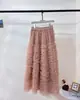Falda de Pastel Mullida de Malla Resistente Albaricoque Falda de Capas con Volantes Versátil de Hada para Otoño e Invierno