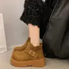 Botas Martin de Suela Gruesa para Aumentar la Altura para Mujer 2026 Nuevo Llegado de Invierno Botines Cálidos con Forro de Terciopelo Estilo Británico Retro Antideslizantes Botas de Nieve