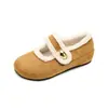 Wewe Girl 913-2 Aumentador de Altura Interno Sapatos de Pelúcia Birkenstock Femininos de Inverno com Tira Quentes de Algodão Sapatos Mary Jane