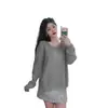 Tricô Simples de Ombro Direito para Mulheres, Novo Estilo, Tricô para Usar por Baixo de Manga Longa, Top Curto Solto Único e Chique