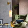 Lámpara de Pared de Mármol Natural y Cobre, Lujo Ligero, Simple y Moderna, para Sala de Estar, Pasillo, Pared de Fondo, Lámpara de Noche Creativa para Dormitorio