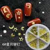 Caja de Arte para Uñas Estilo Año Nuevo Adornos con Remaches para Atraer Riqueza y Fortuna, con Lingotes de Remache, Monedas de Cobre, Caracteres de Fortuna, Estrellas y Remaches de Luna