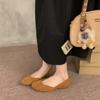 Sapatos Rasos de Camurça Macia Cor Doce Redondos Leiteiros Femininos Planos com Solado Macio Estilo Festa Slip-on Mary Jane