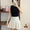 Colete de Tricô Versátil da Moda Feminino Cor Sólida Personalidade Simples Temperamento de Alto Padrão Camisa Base Top para Combinação Casual Diária