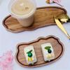 Transfronterizo Nuevo en stock Bandeja de madera de acacia japonesa Plato rectangular para cena Aislado Patrón de madera maciza Plato ovalado para pan