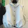 Chaleco con capucha estilo coreano para mujer, nuevo modelo otoño 2026, estilo commuter, de un solo pecho, corte holgado, adelgazante, chaqueta casual para personas menudas