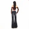 Jeans acampanados lavables para mujer, color naranja joven #, con bolsillos de solapa, corte ajustado, elásticos, modernos, versátiles y elegantes