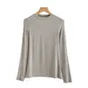 Nueva camiseta interior de manga larga para mujer para otoño e invierno con cuello semi-alto, top versátil, camisa de otoño de cuello medio, camiseta interior ajustada y favorecedora