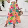 Amazon Aliexpress Tk Produtos Novos de Verão Transfronteiriços Europeus e Americanos Estilo Europeu e Americano Feminino Floral Emagrecedor Retro Cintura Alta Saia