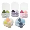 Set de 4 Borlas de Polvo Perlado en Caja, Esponja de Belleza, Borla para Cushion, Esponja de Maquillaje, Borla de Polvo Angulada en Forma de Gota de Agua