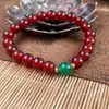 Pulsera de Ágata Natural, Pulsera de Ágata Roja con Cuentas Verdes para Hombres y Mujeres, Pulsera de Buena Suerte Estilo Chino Nuevo