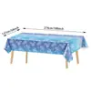 Mantel de copo de nieve azul degradado de Amazon transfronterizo, plástico PE desechable, suministros de decoración para fiesta de nieve navideña