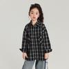 Pudding Haru Ropa Infantil Tops Niñas Chaqueta de Algodón Puro 2025 Otoño Nueva Camisa Clásica a Cuadros Blanco y Negro para Niños