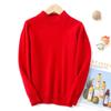 Suéter Rojo Suéter de Lana para Niños y Niñas, Capa Base Jersey de Cuello Medio Alto, Tejido de Cachemira Cálido de Manga Larga para Niños Medianos y Grandes